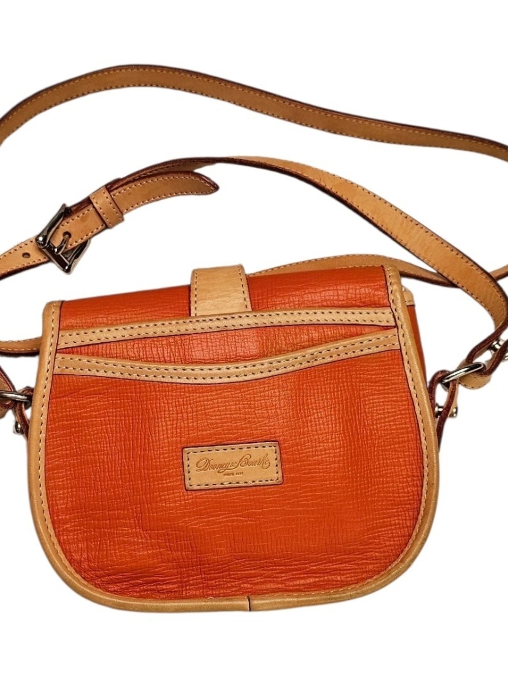 Vintage Dooney & Bourke Orange All Weather Leather Crossbody Bag AWL Equestrian - Picture 2 of 13